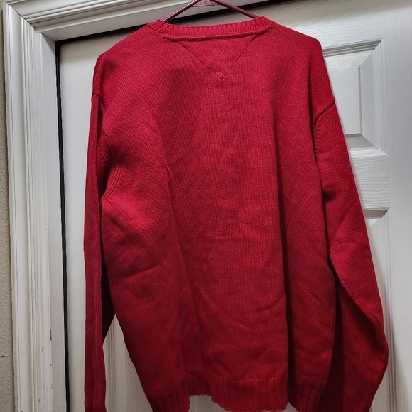 NWT Tommy Hilfiger Sweater Red Men's XL Crew Neck Pullover Chest Flag Logo - Picture 3 of 10